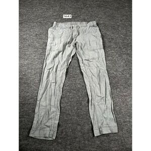 Prana Breathe Pants Womens Small Gray Striped Organic Cotton Drawstring Waist